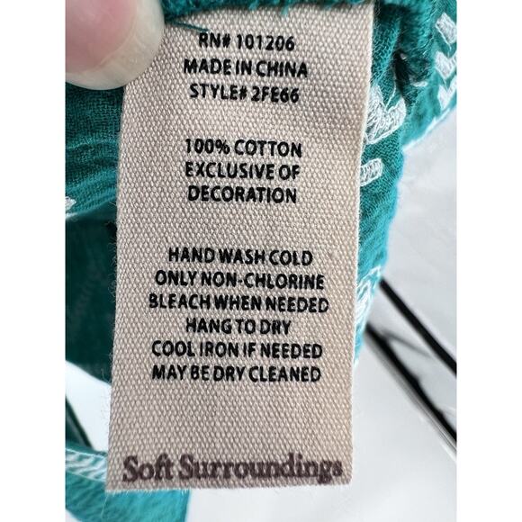 SOFT SURROUNDINGS Womens Jolie Tropical Green Embroidered Dress Size XS NWT - Picture 7 of 10